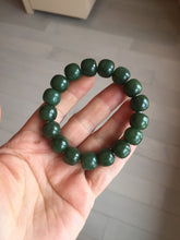 Load image into Gallery viewer, 100% Natural 10.8/12mm dark green/gray/black vintage style Jade (碧玉)bead bracelet group HT132
