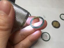 Load image into Gallery viewer, Size5 100% natural type A icy watery light green/blue/yellow/gray skinny Guatemala jadeite jade slim band ring AR105
