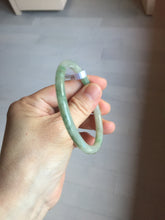 Load image into Gallery viewer, 56mm Certified Type A 100% Natural sunny green/black/gray with dark green floating flowers slim round cut Jadeite bangle PD77-5764
