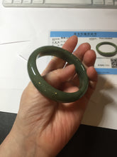 Load image into Gallery viewer, 56mm certified 100% natural Type A oliy dark green(油青) brown jadeite jade bangle BS101-4047
