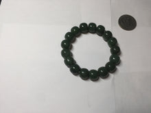 Load image into Gallery viewer, 100% Natural 10.8/12mm dark green/gray/black vintage style Jade (碧玉)bead bracelet group HT132
