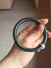 Load image into Gallery viewer, 61.5mm 100% Natural dark green/black meteorite Stellar Night sky slim round cut nephrite bangle HN61-0753
