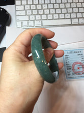 Load image into Gallery viewer, 53.8mm Certified Type A 100% Natural Light Green/Blue/Gray With Flying Snow Guatemala Jadeite Bangle PH267-1242
