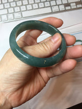 Load image into Gallery viewer, 53.8mm Certified Type A 100% Natural Light Green/Blue/Gray With Flying Snow Guatemala Jadeite Bangle PH267-1242

