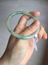 Load image into Gallery viewer, 56mm Certified Type A 100% Natural sunny green/black/gray with dark green floating flowers slim round cut Jadeite bangle PD77-5764
