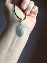 Load image into Gallery viewer, 100% natural type A icy watery light green blue gray Guatemala jadeite feather pendant PE25
