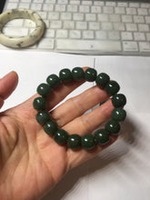 Load image into Gallery viewer, 100% Natural 10.8/12mm dark green/gray/black vintage style Jade (碧玉)bead bracelet group HT132
