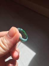 Load image into Gallery viewer, 16.7mm Size 6 1/4 100% natural type A icy watery dark green blue black gray Guatemala jadeite band ring group PE129
