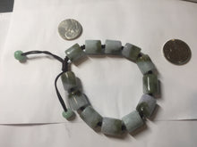 Load image into Gallery viewer, 54–66mm 100% Natural Type A Dark Green, White, Lavender &amp; Gray Jadeite Cylinder Bead Bracelet PC243
