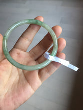 Load image into Gallery viewer, 56mm Certified Type A 100% Natural sunny green/black/gray with dark green floating flowers slim round cut Jadeite bangle PD77-5764
