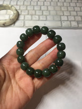 Load image into Gallery viewer, 100% Natural 10.8/12mm dark green/gray/black vintage style Jade (碧玉)bead bracelet group HT132
