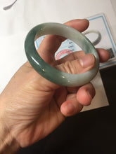 Load image into Gallery viewer, 55.5mm certified 100% natural Type A oily dark green gray black(老油青) half mountain half water (半山半水) oval jadeite jade bangle BS179-0065
