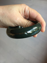 Load image into Gallery viewer, 58mm 100% Natural Dark Green/Black Meteorite Star Trail (星轨) Night Sky Galaxy Nephrite Bangle HN182-5903
