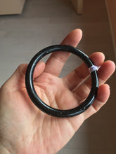 Load image into Gallery viewer, 61.5mm 100% Natural dark green/black meteorite Stellar Night sky slim round cut nephrite bangle HN62-0751
