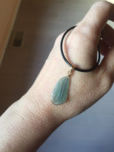 Load image into Gallery viewer, 100% natural type A icy watery light green blue gray Guatemala jadeite feather pendant PE25
