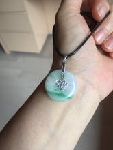 Load image into Gallery viewer, 23.5/4.9mm Type A 100% Natural green white Jadeite Jade Safety Guardian Button donuts Pendant BP115
