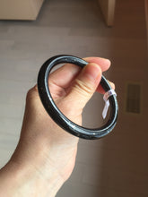 Load image into Gallery viewer, 61.5mm 100% Natural dark green/black meteorite Stellar Night sky slim round cut nephrite bangle HN62-0751
