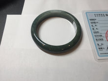 Load image into Gallery viewer, 62.3mm certified 100% natural Type A oily dark green gray black(老油青) jadeite jade bangle BS180-0055
