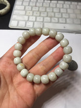 Load image into Gallery viewer, 10x8mm 100% Natural beige white brown vintage style  flying dandelions Osmanthus fragrans cake(桂花糕) nephrite Jade bead bracelet HT133
