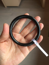 Load image into Gallery viewer, 61.5mm 100% Natural dark green/black meteorite Stellar Night sky slim round cut nephrite bangle HN62-0751
