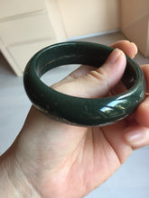 Load image into Gallery viewer, 58mm 100% Natural Dark Green/Black Meteorite Star Trail (星轨) Night Sky Galaxy Nephrite Bangle HN182-5903
