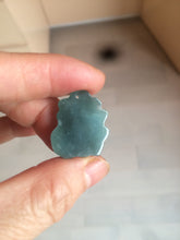 Load image into Gallery viewer, 100% Natural icy watery blue/green/gray jadeite jade blessed fortune pendant BG7
