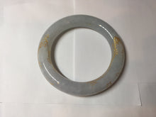 Load image into Gallery viewer, 56.5mm 100% Natural type A icy watery green/blue carved and golden-painted chubby round cut Jadeite Jade bangle PC75
