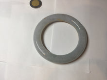 Load image into Gallery viewer, 56.5mm 100% Natural type A icy watery green/blue carved and golden-painted chubby round cut Jadeite Jade bangle PC75
