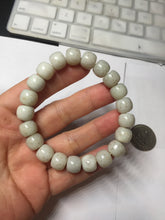 Load image into Gallery viewer, 10x8mm 100% Natural beige white brown vintage style  flying dandelions Osmanthus fragrans cake(桂花糕) nephrite Jade bead bracelet HT133
