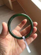 Load image into Gallery viewer, 60mm certified 100% Natural dark green/black round cut nephrite (碧玉)  bangle HN63-9160
