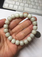 Load image into Gallery viewer, 10x8mm 100% Natural beige white brown vintage style  flying dandelions Osmanthus fragrans cake(桂花糕) nephrite Jade bead bracelet HT133
