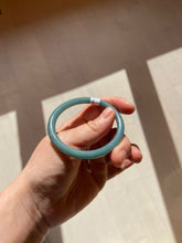 Load image into Gallery viewer, 48mm Certified Type A 100% Natural deep sea green/blue/gray/white oval round cut Guatemala Jadeite bangle KS95-2468
