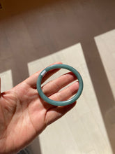 Load image into Gallery viewer, 48mm Certified Type A 100% Natural deep sea green/blue/gray/white oval round cut Guatemala Jadeite bangle KS95-2468
