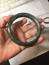 Load image into Gallery viewer, 62.3mm certified 100% natural Type A oily dark green gray black(老油青) jadeite jade bangle BS180-0055
