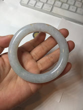 Load image into Gallery viewer, 56.5mm 100% Natural type A icy watery green/blue carved and golden-painted chubby round cut Jadeite Jade bangle PC75
