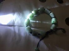 Load image into Gallery viewer, 54–66mm 100% Natural Type A light Green, White Gray Jadeite Cylinder Bead Bracelet PC244
