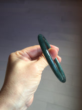 Load image into Gallery viewer, 60mm Certified Type A 100% Natural dark green/blue/gray with Guatemala slim round cut Jadeite bangle BG205-8850
