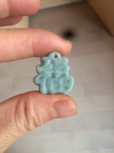 Load image into Gallery viewer, 100% Natural icy watery blue/green/gray jadeite jade blessed fortune pendant BG7
