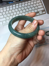 Load image into Gallery viewer, 58.6mm Certified Type A 100% Natural Light Green/Blue/Gray With Flying Snow Guatemala Jadeite Bangle PH268-1238
