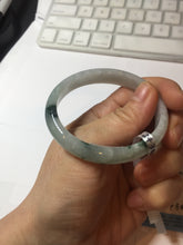 Load image into Gallery viewer, 49mm certified natural 100% natural Type A green white with green flying flowers oval jadeite jade bangle PB110-2435
