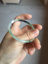 Load image into Gallery viewer, 57mm Certified Type A 100% Natural green/black/gray with dark green floating flowers super slim round cut Jadeite bangle PD47-5770
