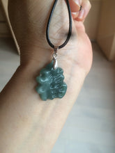 Load image into Gallery viewer, 100% Natural icy watery blue/green/gray jadeite jade blessed fortune pendant BG7
