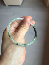 Load image into Gallery viewer, 57mm Certified Type A 100% Natural green/black/gray with dark green floating flowers super slim round cut Jadeite bangle PD47-5770
