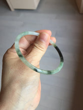 Load image into Gallery viewer, 57mm Certified Type A 100% Natural green/black/gray with dark green floating flowers super slim round cut Jadeite bangle PD47-5770

