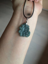 Load image into Gallery viewer, 100% Natural icy watery blue/green/gray jadeite jade blessed fortune pendant BG7
