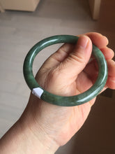 Load image into Gallery viewer, 60.2mm Certified Type A 100% Natural oily dark green(老油青) gray black round cut Jadeite Jade bangle BH102-0692
