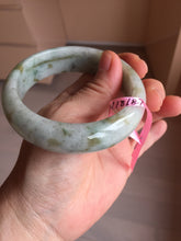 Load image into Gallery viewer, 59.2mm Type A 100% Natural light green brown chubby autumn leaves jadeite jade bangle G55
