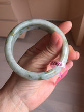 Load image into Gallery viewer, 59.2mm Type A 100% Natural light green brown chubby autumn leaves jadeite jade bangle G55
