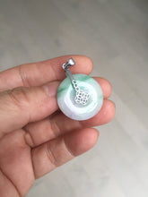 Load image into Gallery viewer, 23.5/4.9mm Type A 100% Natural green white Jadeite Jade Safety Guardian Button donuts Pendant BP115
