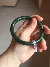 Load image into Gallery viewer, 60mm certified 100% Natural dark green/black round cut nephrite (碧玉)  bangle HN65-9156
